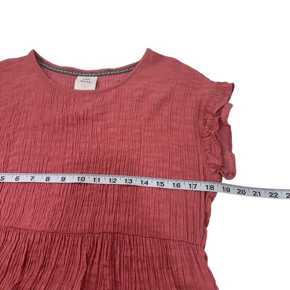 Knox Rose Women SZ M Ruffle Short Sleeve Tiered Mini Dress Rust Pink Rayon Blend - Picture 5 of 12